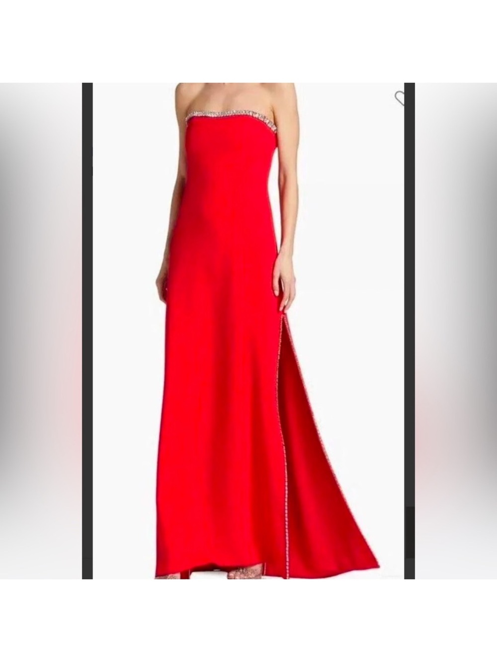 the Cinq à Sept Collins Embellished Strapless Slit Gown